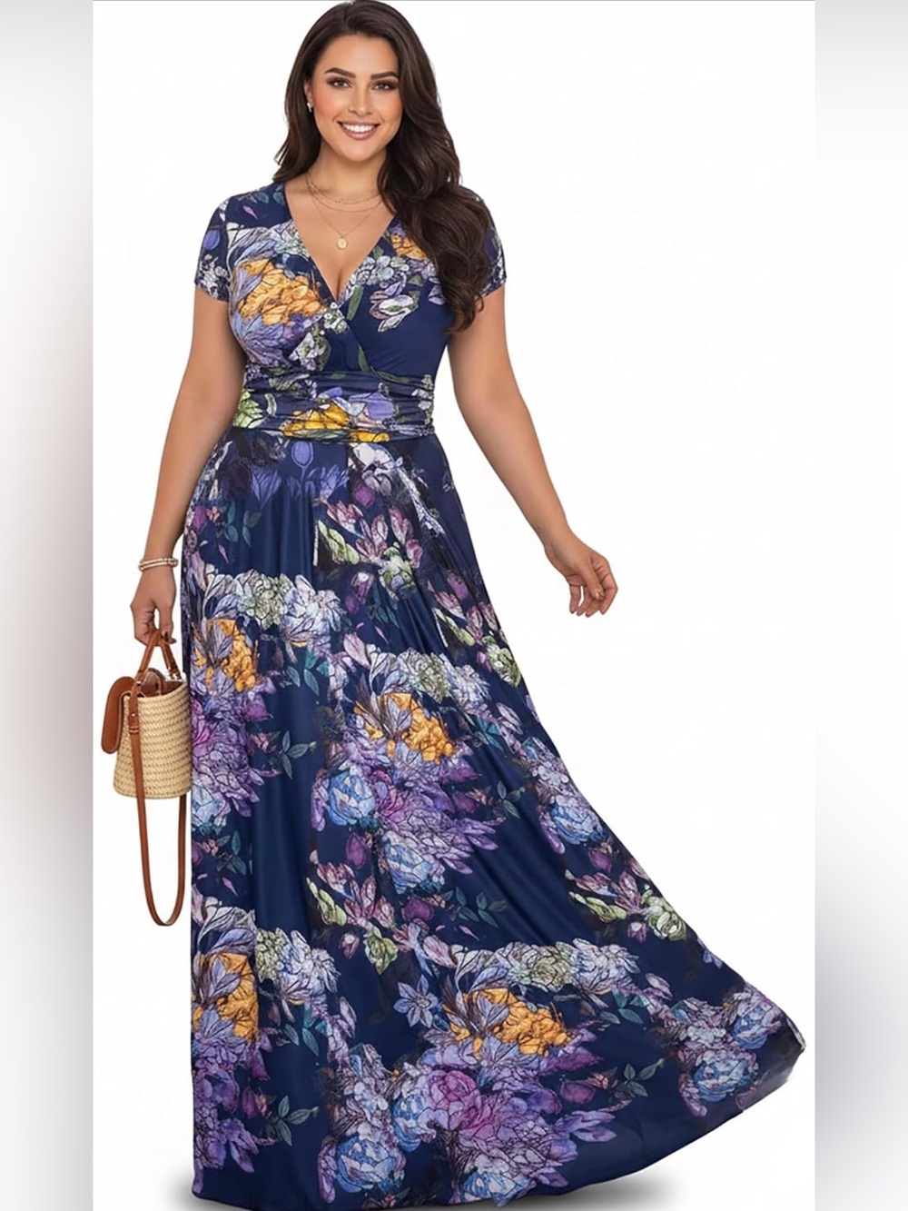 Floral Wrap Maxi Dress - Navy Floral